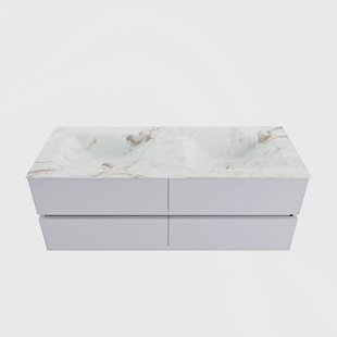 MONDIAZ VICA-DLUX 130cm badmeubel onderkast Cale 4 lades. Inbouw wastafel CLOUD dubbel 2 kraangaten, kleur Frappe.
