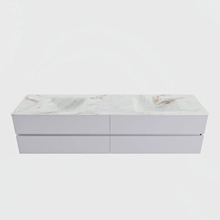 MONDIAZ VICA-DLUX 200cm badmeubel onderkast Cale 4 lades. Inbouw wastafel CLOUD dubbel zonder kraangat, kleur Frappe.