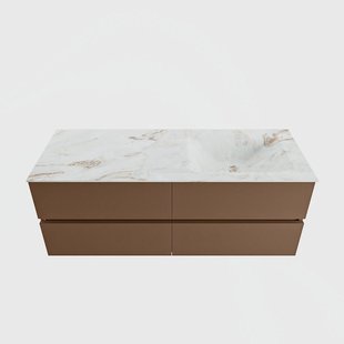 MONDIAZ VICA-DLUX 130cm badmeubel onderkast Rust 4 lades. Inbouw wastafel CLOUD rechts 1 kraangat, kleur Frappe.