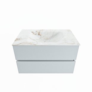 MONDIAZ VICA-DLUX 80cm badmeubel onderkast Clay 2 lades. Inbouw wastafel CLOUD midden zonder kraangat, kleur Frappe.
