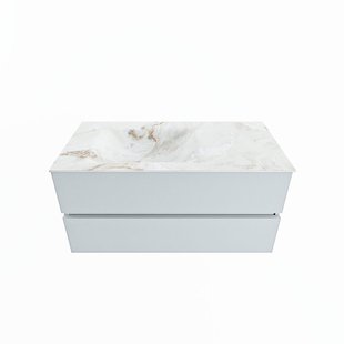 MONDIAZ VICA-DLUX 100cm badmeubel onderkast Clay 2 lades. Inbouw wastafel CLOUD links zonder kraangat, kleur Frappe.
