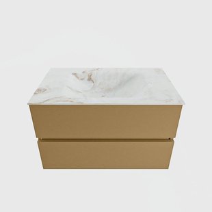 MONDIAZ VICA-DLUX 80cm badmeubel onderkast Oro 2 lades. Inbouw wastafel CLOUD midden 1 kraangat, kleur Frappe.