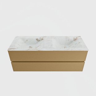 MONDIAZ VICA-DLUX 130cm badmeubel onderkast Oro 2 lades. Inbouw wastafel CLOUD dubbel zonder kraangat, kleur Frappe.