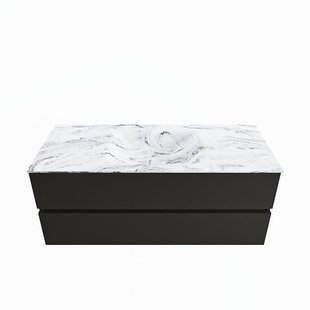 MONDIAZ VICA-DLUX 120cm badmeubel onderkast Urban 2 lades. Inbouw wastafel CLOUD midden 1 kraangat, kleur Glace.