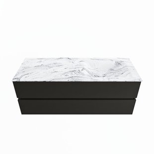 MONDIAZ VICA-DLUX 130cm badmeubel onderkast Urban 2 lades. Inbouw wastafel CLOUD rechts zonder kraangat, kleur Glace.