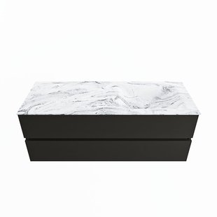 MONDIAZ VICA-DLUX 130cm badmeubel onderkast Urban 2 lades. Inbouw wastafel CLOUD rechts 1 kraangat, kleur Glace.