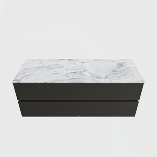 MONDIAZ VICA-DLUX 130cm badmeubel onderkast Urban 4 lades. Inbouw wastafel CLOUD rechts zonder kraangat, kleur Glace.