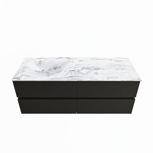 MONDIAZ VICA-DLUX 130cm badmeubel onderkast Urban 4 lades. Inbouw wastafel CLOUD links 1 kraangat, kleur Glace.