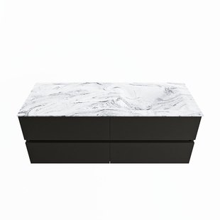 MONDIAZ VICA-DLUX 130cm badmeubel onderkast Urban 4 lades. Inbouw wastafel CLOUD rechts 1 kraangat, kleur Glace.