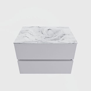 MONDIAZ VICA-DLUX 70cm badmeubel onderkast Cale 2 lades. Inbouw wastafel CLOUD midden zonder kraangat, kleur Glace.