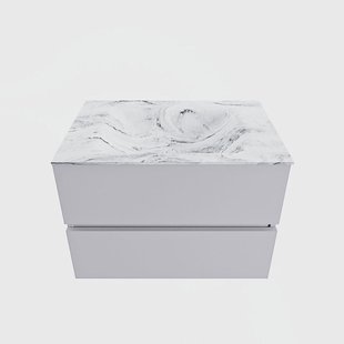 MONDIAZ VICA-DLUX 70cm badmeubel onderkast Cale 2 lades. Inbouw wastafel CLOUD midden 1 kraangat, kleur Glace.