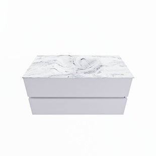 MONDIAZ VICA-DLUX 100cm badmeubel onderkast Cale 2 lades. Inbouw wastafel CLOUD midden zonder kraangat, kleur Glace.