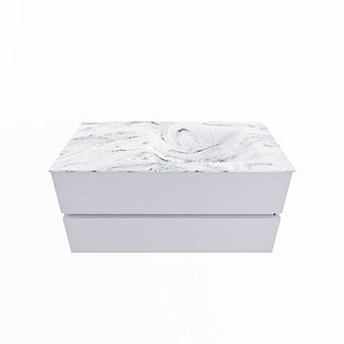 MONDIAZ VICA-DLUX 100cm badmeubel onderkast Cale 2 lades. Inbouw wastafel CLOUD rechts zonder kraangat, kleur Glace.