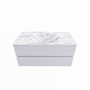MONDIAZ VICA-DLUX 100cm badmeubel onderkast Cale 2 lades. Inbouw wastafel CLOUD midden 1 kraangat, kleur Glace.