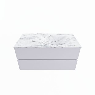 MONDIAZ VICA-DLUX 100cm badmeubel onderkast Cale 2 lades. Inbouw wastafel CLOUD rechts 1 kraangat, kleur Glace.