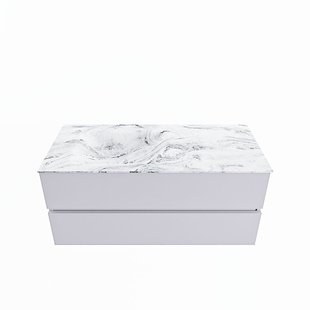 MONDIAZ VICA-DLUX 110cm badmeubel onderkast Cale 2 lades. Inbouw wastafel CLOUD links zonder kraangat, kleur Glace.