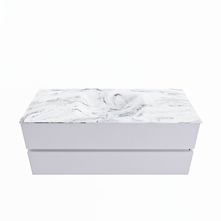 MONDIAZ VICA-DLUX 120cm badmeubel onderkast Cale 2 lades. Inbouw wastafel CLOUD midden 1 kraangat, kleur Glace.