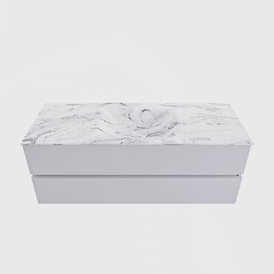 MONDIAZ VICA-DLUX 130cm badmeubel onderkast Cale 2 lades. Inbouw wastafel CLOUD midden zonder kraangat, kleur Glace.