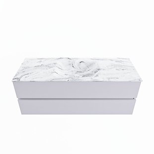 MONDIAZ VICA-DLUX 130cm badmeubel onderkast Cale 2 lades. Inbouw wastafel CLOUD midden 1 kraangat, kleur Glace.