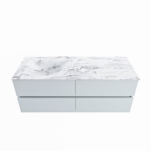 MONDIAZ VICA-DLUX 130cm badmeubel onderkast Clay 4 lades. Inbouw wastafel CLOUD links zonder kraangat, kleur Glace.