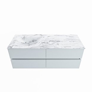 MONDIAZ VICA-DLUX 130cm badmeubel onderkast Clay 4 lades. Inbouw wastafel CLOUD links 1 kraangat, kleur Glace.