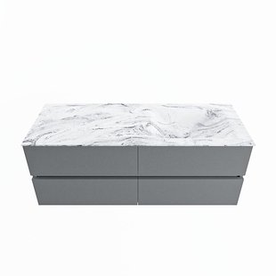 MONDIAZ VICA-DLUX 130cm badmeubel onderkast Plata 4 lades. Inbouw wastafel CLOUD rechts zonder kraangat, kleur Glace.