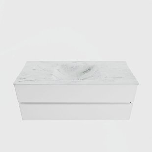 MONDIAZ VICA-DLUX 120cm badmeubel onderkast Talc 2 lades. Inbouw wastafel CLOUD midden zonder kraangat, kleur Opalo.