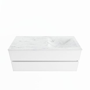 MONDIAZ VICA-DLUX 120cm badmeubel onderkast Talc 2 lades. Inbouw wastafel CLOUD rechts zonder kraangat, kleur Opalo.