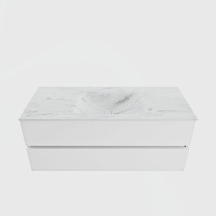 MONDIAZ VICA-DLUX 120cm badmeubel onderkast Talc 2 lades. Inbouw wastafel CLOUD midden 1 kraangat, kleur Opalo.