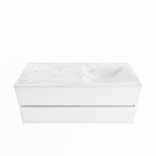 MONDIAZ VICA-DLUX 120cm badmeubel onderkast Talc 2 lades. Inbouw wastafel CLOUD rechts 1 kraangat, kleur Opalo.