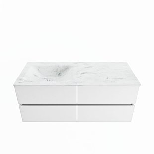 MONDIAZ VICA-DLUX 120cm badmeubel onderkast Talc 4 lades. Inbouw wastafel CLOUD links zonder kraangat, kleur Opalo.