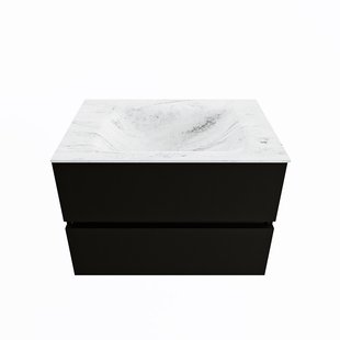 MONDIAZ VICA-DLUX 70cm badmeubel onderkast Urban 2 lades. Inbouw wastafel CLOUD midden 1 kraangat, kleur Opalo.