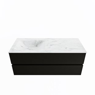 MONDIAZ VICA-DLUX 120cm badmeubel onderkast Urban 2 lades. Inbouw wastafel CLOUD links zonder kraangat, kleur Opalo.