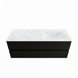 MONDIAZ VICA-DLUX 130cm badmeubel onderkast Urban 2 lades. Inbouw wastafel CLOUD rechts zonder kraangat, kleur Opalo.