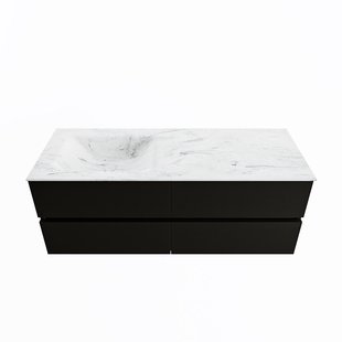 MONDIAZ VICA-DLUX 130cm badmeubel onderkast Urban 4 lades. Inbouw wastafel CLOUD links zonder kraangat, kleur Opalo.