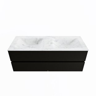 MONDIAZ VICA-DLUX 130cm badmeubel onderkast Urban 4 lades. Inbouw wastafel CLOUD dubbel 2 kraangaten, kleur Opalo.