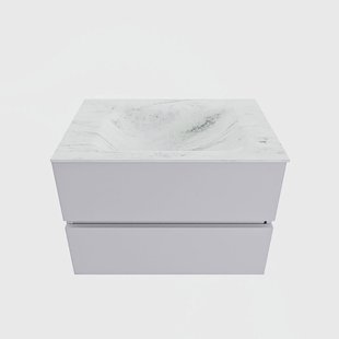 MONDIAZ VICA-DLUX 70cm badmeubel onderkast Cale 2 lades. Inbouw wastafel CLOUD midden zonder kraangat, kleur Opalo.