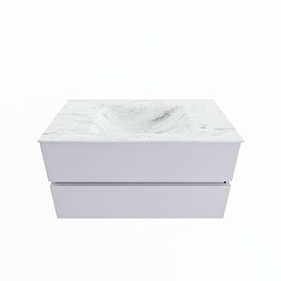 MONDIAZ VICA-DLUX 90cm badmeubel onderkast Cale 2 lades. Inbouw wastafel CLOUD midden 1 kraangat, kleur Opalo.