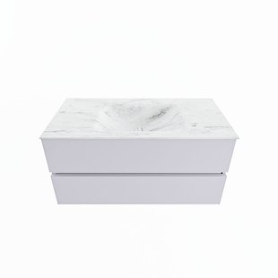 MONDIAZ VICA-DLUX 100cm badmeubel onderkast Cale 2 lades. Inbouw wastafel CLOUD midden zonder kraangat, kleur Opalo.