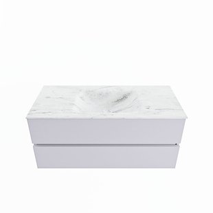 MONDIAZ VICA-DLUX 110cm badmeubel onderkast Cale 2 lades. Inbouw wastafel CLOUD midden zonder kraangat, kleur Opalo.