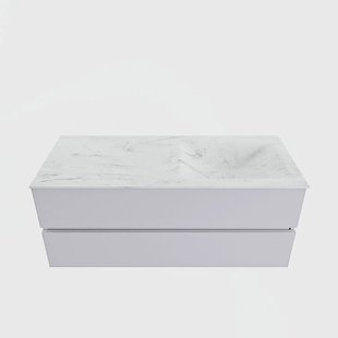 MONDIAZ VICA-DLUX 120cm badmeubel onderkast Cale 2 lades. Inbouw wastafel CLOUD rechts 1 kraangat, kleur Opalo.
