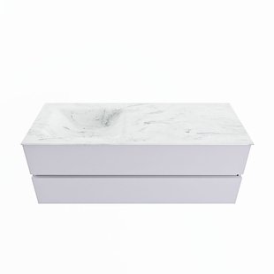 MONDIAZ VICA-DLUX 130cm badmeubel onderkast Cale 2 lades. Inbouw wastafel CLOUD links 1 kraangat, kleur Opalo.