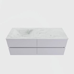 MONDIAZ VICA-DLUX 130cm badmeubel onderkast Cale 4 lades. Inbouw wastafel CLOUD links zonder kraangat, kleur Opalo.