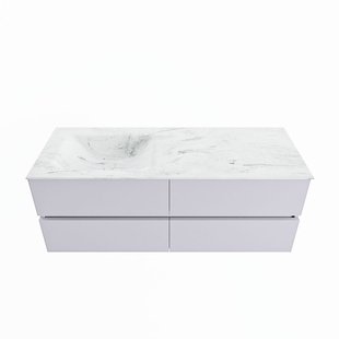 MONDIAZ VICA-DLUX 130cm badmeubel onderkast Cale 4 lades. Inbouw wastafel CLOUD links 1 kraangat, kleur Opalo.