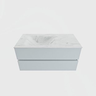 MONDIAZ VICA-DLUX 100cm badmeubel onderkast Clay 2 lades. Inbouw wastafel CLOUD links zonder kraangat, kleur Opalo.
