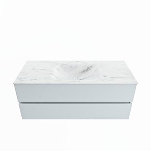 MONDIAZ VICA-DLUX 120cm badmeubel onderkast Clay 2 lades. Inbouw wastafel CLOUD midden 1 kraangat, kleur Opalo.