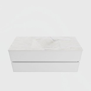 MONDIAZ VICA-DLUX 120cm badmeubel onderkast Talc 2 lades. Inbouw wastafel CLOUD midden zonder kraangat, kleur Ostra.