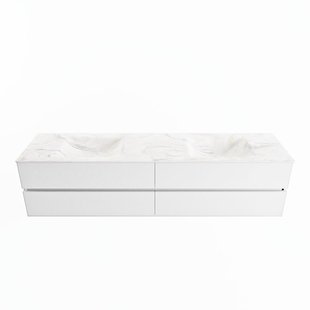 MONDIAZ VICA-DLUX 200cm badmeubel onderkast Talc 4 lades. Inbouw wastafel CLOUD dubbel 2 kraangaten, kleur Ostra.