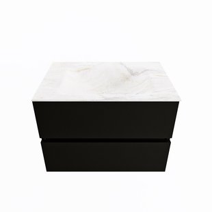 MONDIAZ VICA-DLUX 70cm badmeubel onderkast Urban 2 lades. Inbouw wastafel CLOUD midden zonder kraangat, kleur Ostra.