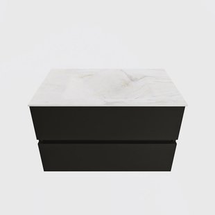 MONDIAZ VICA-DLUX 80cm badmeubel onderkast Urban 2 lades. Inbouw wastafel CLOUD midden 1 kraangat, kleur Ostra.